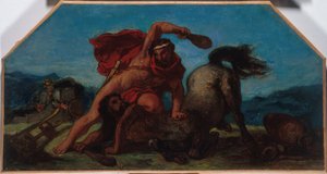 Skisse til Salon de la Paix på Hôtel de Ville i Paris: Herkules dreper kentauren Nessus, mellom 1849 og 1852 (olje på lerret) av Ferdinand Victor Eugene Delacroix