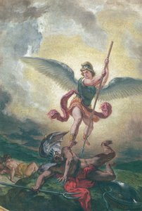 St. Michael kjemper mot dragen, detalj, chapelle des Saints-Anges 1849-1861 (olje og voks på gips)