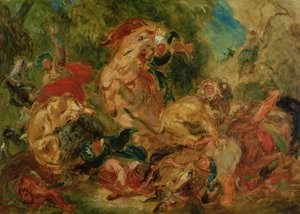 Studie for Løvejakten, 1854 av Ferdinand Victor Eugene Delacroix
