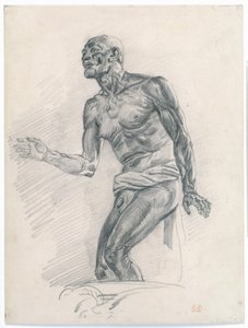 Study of a Male Nade: Study for "The Death of Seneca" 1838–40 (grafitt på buff Bristol-brett) av Ferdinand Victor Eugene Delacroix