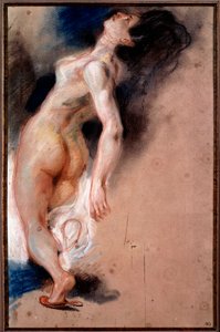 Studie av en naken kvinne veltet tilbake; studie av en slaveslave for «The Death of Sardanapale»»