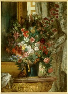 Vase med blomster på en konsoll Maleri av Eugene Delacroix (1798-1863) 1850 Dim.1,35 x 1,02 m Montauban, Musee Ingres av Ferdinand Victor Eugene Delacroix