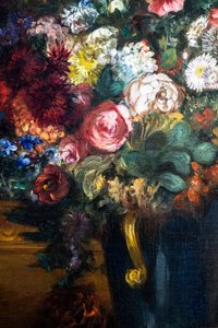 Blomstervase på en konsoll, detalj av Ferdinand Victor Eugene Delacroix