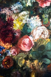 Blomstervase på en konsoll, detalj av Ferdinand Victor Eugene Delacroix