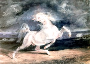 White Horse, 1800-tallet av Ferdinand Victor Eugene Delacroix