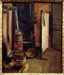 Verkstedshjørne, malerovnen av Eugene Delacroix (1798-1863). 1800-tallets søn. 0,51 x 0,44 m. Paris. Museet Louvre av Ferdinand Victor Eugene Delacroix