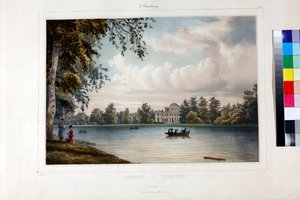 Yelagin-palasset (palais Elaguine) i St. Petersburg par Perrot, Ferdinand Victor (1808-1841) av Ferdinand Victor Perrot
