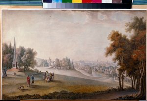 ""Utsikt over parken i Tsarskoye Selo"" av Ferdinand de Meys (?-ca 1810), Akvarell, Gouache på papir av Ferdinand de Meys
