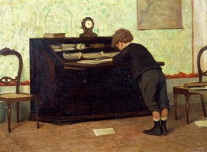 Leksjon av Ferdinando Buonamici (1820-1892), olje på panel av Ferdinando Buonamici