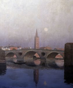 Le Pont Neuf i Toulouse, tidlig på 1900-tallet (maleri) av Fernand Antonin Mercié