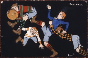 Fotball, tidlig på 1900-tallet (illustrasjon) av Fernand Fernel