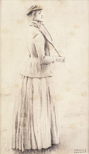 En tennisspiller; Studie for "Memories"; En tennisspiller; eller Du Lawn Tennis; Studie for "Memories" Tennisspeelster; Studie for "Memories", ca.1887 av Fernand Khnopff