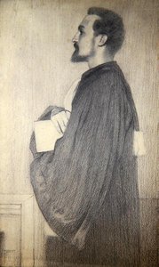 Portrett av en mann (blyant på papir) av Fernand Khnopff