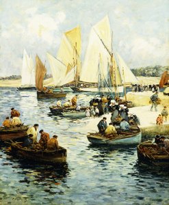 Fiskernes retur til Concarneau, av Fernand Legout Gerard