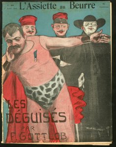 Omslag av "" "L'Assiette au Beurre""", nummer 209, satirisk i farger av Fernand Louis Gottlob