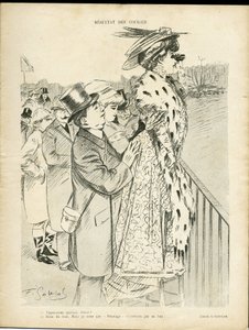 Illustrasjon av Gottlob (1873-1935) i Le Lire, 21/12/07 - Resultater av løp - Kjærlighet, mote, de rikes liv, hippisme - kvinner av Fernand Louis Gottlob