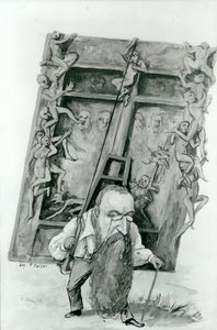 Portrett av Auguste Rodin som bærer helvetes porter (wc på papir) av Fernand Paillet