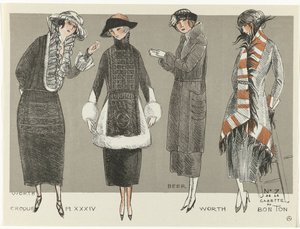 Gazette du Bon Ton, 1920 - nr. 7, Croquis Pl XXXIV: Worth / Beer / Worth (tittel på objekt)