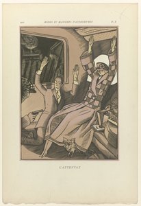 Dagens moter og manerer, 1922, Pl. 10: The Attack av Fernand Siméon