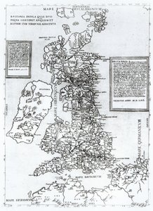 Storbritannias øy som inneholder kongedømmene England og Skottland ved siden av Irland, gravert av Paulo Forlani, 1562 (kobberstikk) av Fernando Bertelli