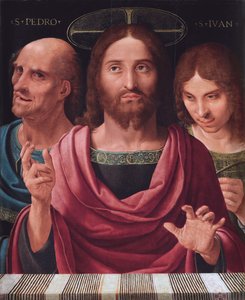Salvator Mundi mellom de hellige Peter og Johannes, ca. 1507 (olje på tre) av Fernando Yanez de Almedina