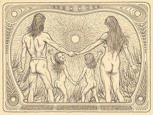 Sonnenwanderer, tallerken 12, fra porteføljen 'Lebenszeichen', pub. 1908 i Berlin av Fritz Heyder Verlag av Fidus