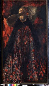 En jente (En jente). En bondekvinne i tradisjonell drakt. Maleri av Filipp Andreevich Maliavin (Maliavine) (eller Andreyevich Malyavin) (1869-1940), olje på lerret