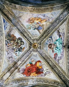 Fresker av Filippino Lippi (1457-1504) på kuppelen, Strozzi-kapellet. Santa Maria Novella-kirken, Firenze. Italia