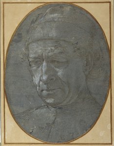 Hodet til en eldre mann som har på seg en caps (metallspiss på blågrått forberedt papir) av Filippino Lippi