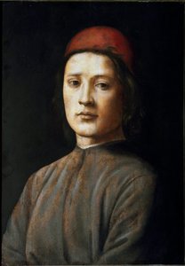 Portrett av en ung mann med en rød hatt Maleri av filippinske Lippi (1457-1504) Firenze fra 1400-tallet, Galleria degli Uffizi (Kontorer) av Filippino Lippi
