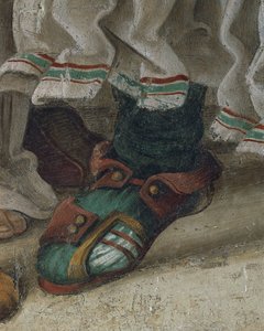 Saint Philip Driving Dragon fra Temple of Hieropolis, detalj av fottøy, fresco av Filippino Lippi