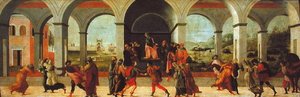 Three Scenes from the History of Virginia (olje på panel) av Filippino Lippi