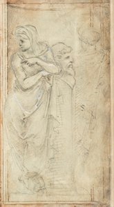 To draperte kvinner som står på hver side av en Herm av Filippino Lippi