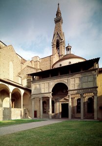 Utsikt over kapellet til Pazzi av Filippo Brunelleschi (1377-1446)
