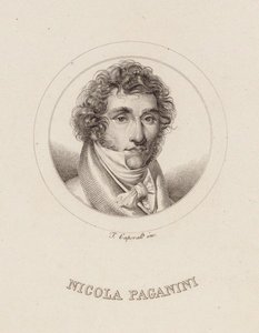 Portrett av Niccolò Paganini 1782-1840, 1840. av Filippo Caporali
