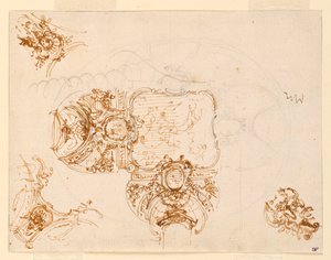 Takdesign for Salone di Stupinigi (hovedhallen til jakthytta) av Filippo Juvarra