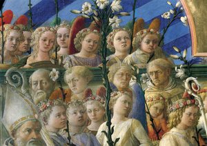Incoronazione Maringhi eller Coronation of Virgin av Filippo Lippi (ca. 1406-1469), tempera på tre, 200x287 cm, detalj av Filippo Lippi