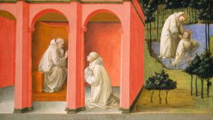 Saint Benedict beordrer Saint Maurus til unnsetning av Saint Placidus, ca. 14451450. av Filippo Lippi