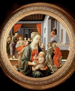 Jomfru med barn og scener fra St Annes liv - olje på panel, ca.1450