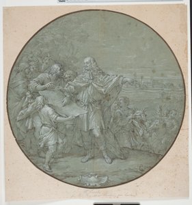 Cosimo III befester havnen i Livorno. Tegnet mal for sølvplate, en av de såkalte "piatti di S. Giovanni" av Filippo Luzi