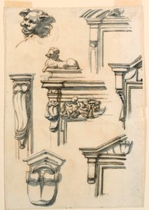 Tegning, arkitekturstudier, 1750–75 av Filippo Marchionni