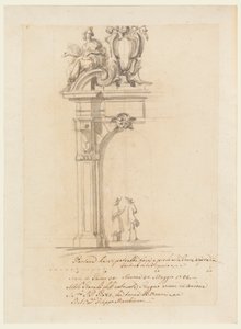 Tegning, design for en port, for mottakelsen av pave Pius VI som kom tilbake fra Tyskland, i Ancona, mai 1782
