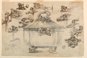 Tegning, design for sølvterrin, 1769 av Filippo Marchionni