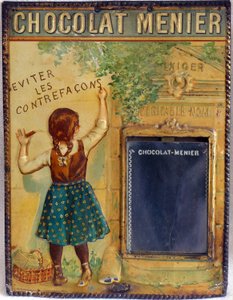 reklameplakett av sjokolade Menier, ca. 1900 (emalje) av Firmin (after) Bouisset