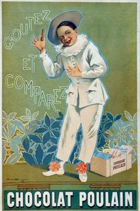 Plakatannonse av Firmin Etienne Bruisset (1859-1925) for Chocolat Poulain "" Smak og sammenlign""