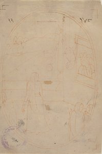 Tegning for en illustrasjon fra en Sat Sai fra Bihari Lal Series: The Message of the Eyes..., ca. 178 av First generation after Nainsukh