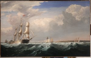 Seilskip utenfor New England Coast, ca. 1855