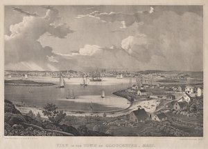 Utsikt over byen Gloucester, Mass. av Fitz Henry Lane