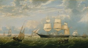 The Golden State Entering New York Harbor, 1854. av Fitz Hugh Lane