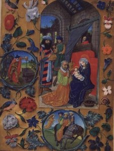 Legg til Ms 17280 fol.197b Adoration of the Magi, fra Flemish Hours Book, Brugge (vellum) av Flemish School